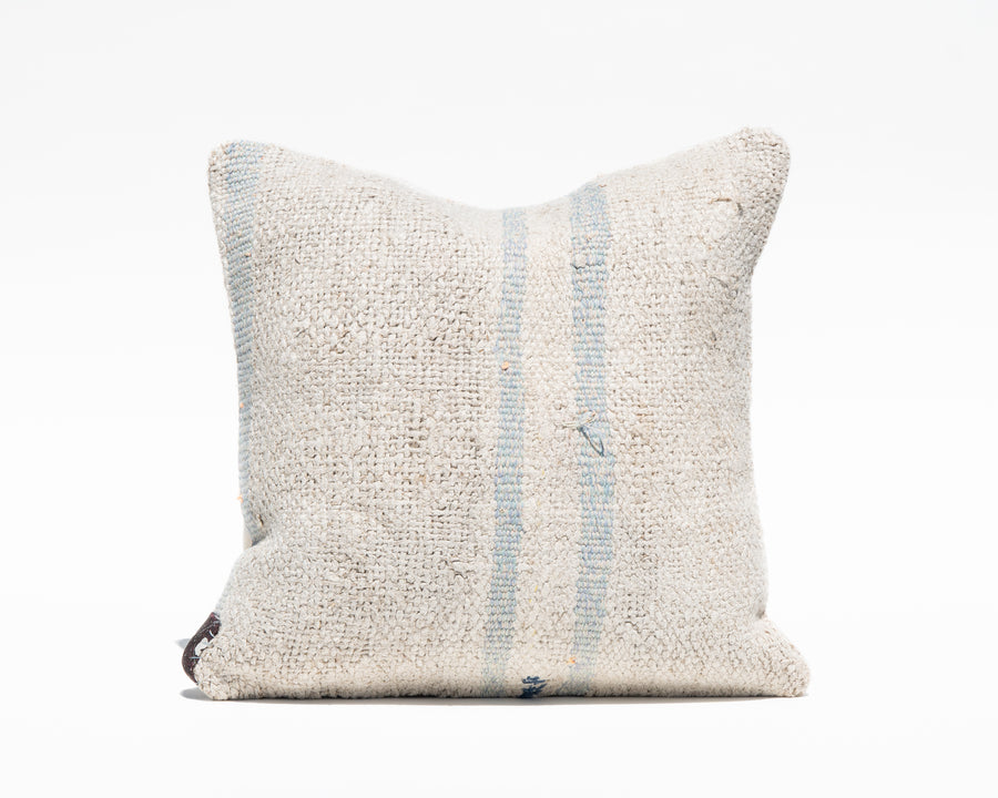 Blue Stripe Turkish Natural Hemp Pillow Cover