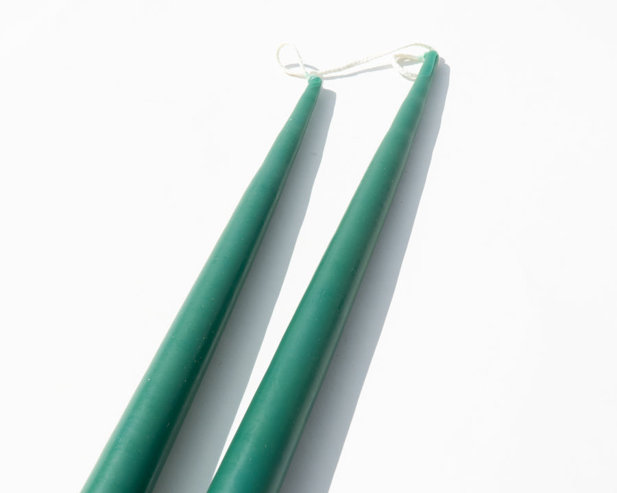 Hand-Dipped Taper Candles - Forest Green