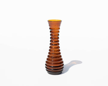 Amber Glass Ribbed Vase