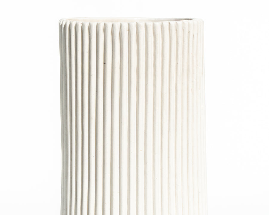 Large Ribbed Porcelain Vase