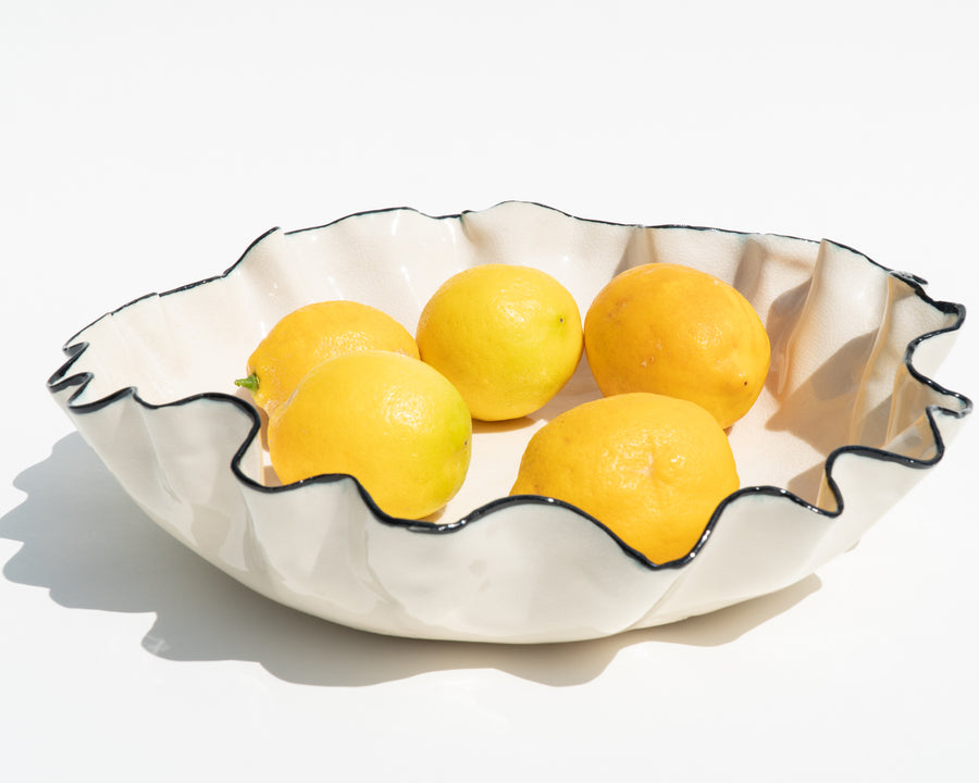 Large Black Rim Porcelain Bowl