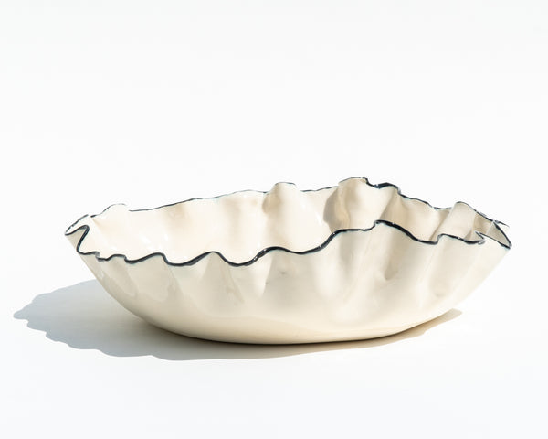 Large Black Rim Porcelain Bowl