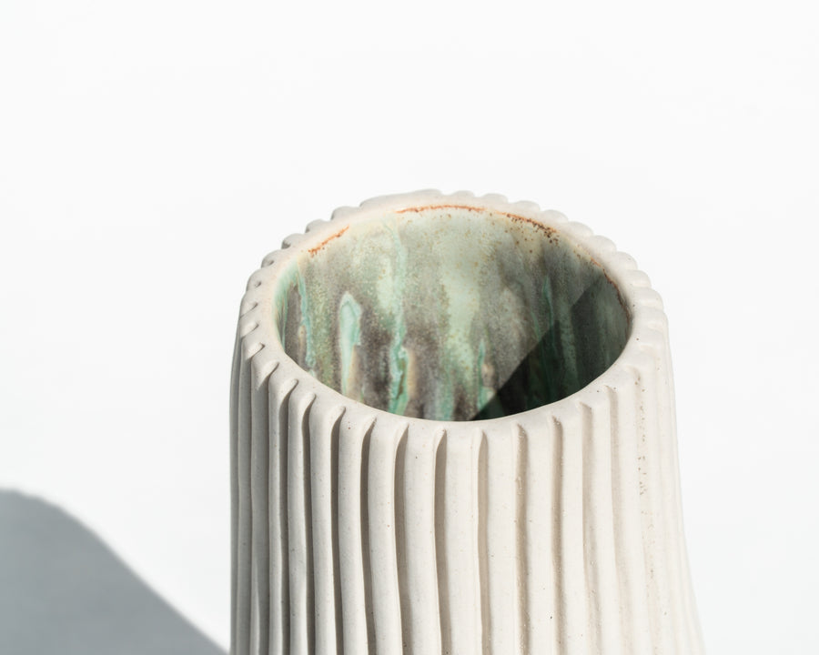 Tall Ribbed Porcelain Vase