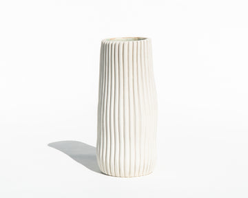 Tall Ribbed Porcelain Vase